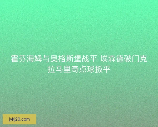 霍芬海姆与奥格斯堡战平 埃森德破门克拉马里奇点球扳平